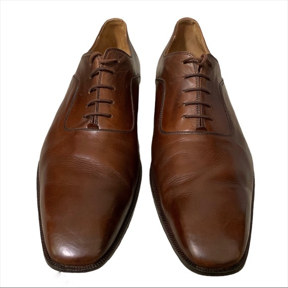 DE LA RENTIS Oxfords Brown Italian Artisan Made - Picture 2 of 12